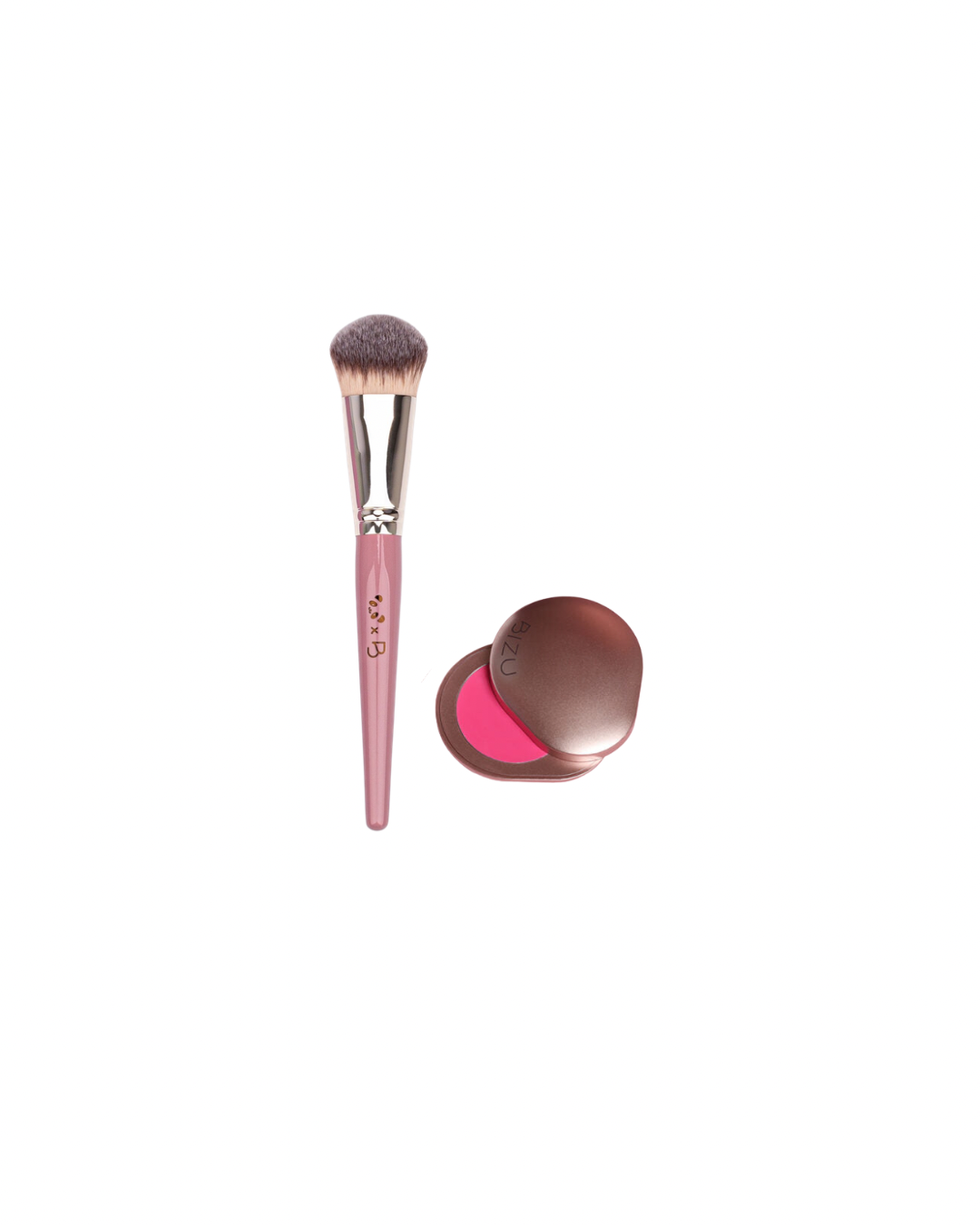 Rosy The Panda X Bizu Cheeky Finish Brush +Bizu Silky Matt Blush – Petal Pink