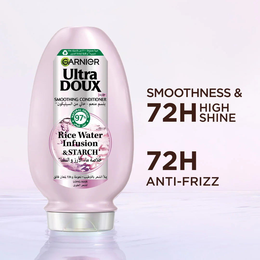 Garnier Ultra Doux Rice Water Infusion & Starch Conditioner For Long Hair, Smooth And Shine 200ml