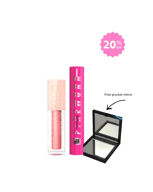 Maybelline Firework Mascara & Lifter Gloss Bundle At 20% Off + FREE Pocket mirror