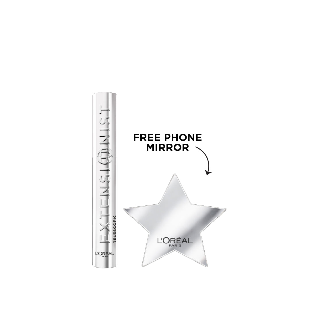L'Oréal Paris Telescopic Extensionist Mascara for 24H Long-Lasting Curl, Volume, and Exceptional Eyelashes + FREE PHONE MIRROR