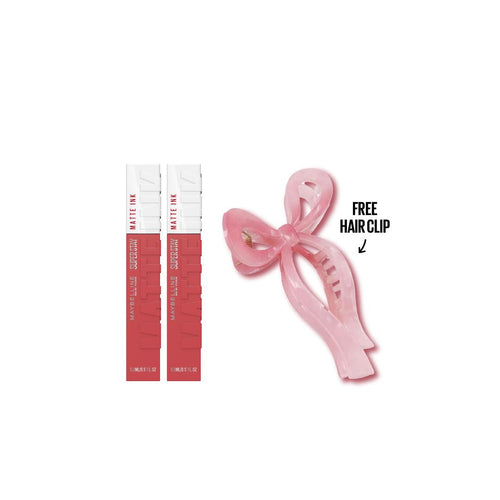 X2 Maybelline New York Superstay Matte Ink Longlasting Liquid Lipstick + Free Hair Clips