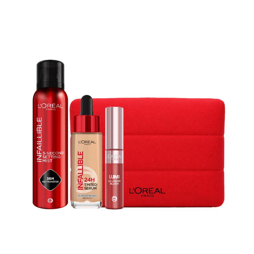 L'Oréal Paris Infallible 24H Tinted Serum + L'Oréal Paris Infallible 3-Second Setting Spray Mist + L'Oréal Paris Lumi Le Liquid Blush