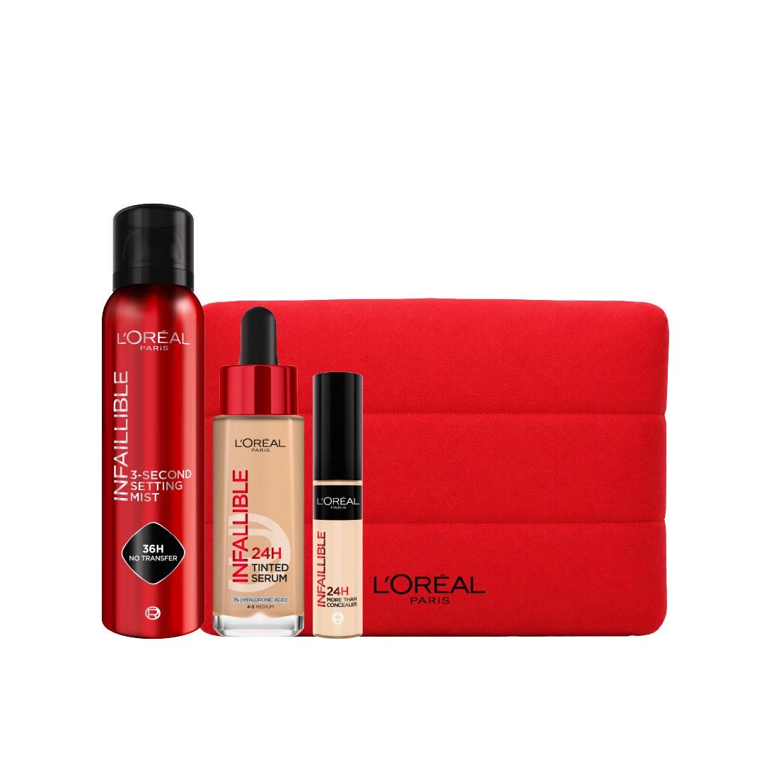 L'Oréal Paris Infallible 24H Tinted Serum  + L'Oréal Paris Infallible 3-Second Setting Spray Mist + L'Oréal Paris Infallible Full Wear Waterproof Concealer