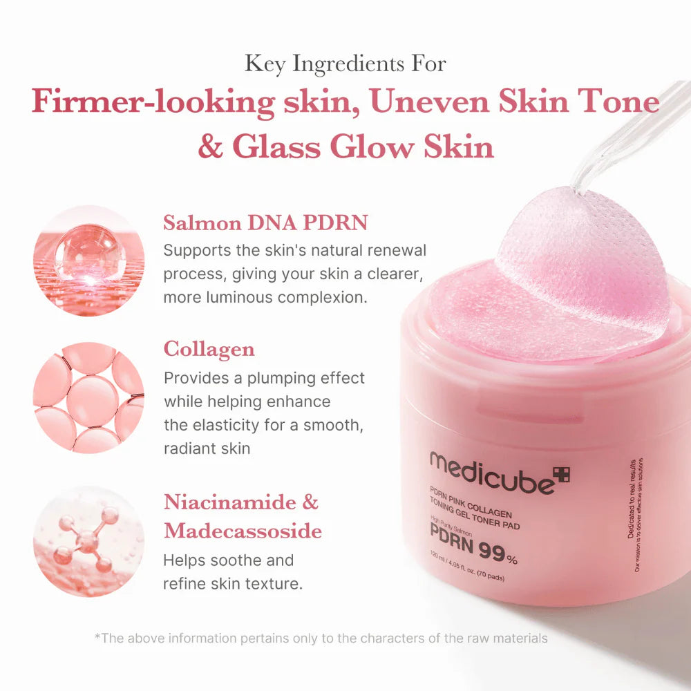 MEDICUBE PDRN Pink Collagen Toning Gel Toner Pad 70 Sheets