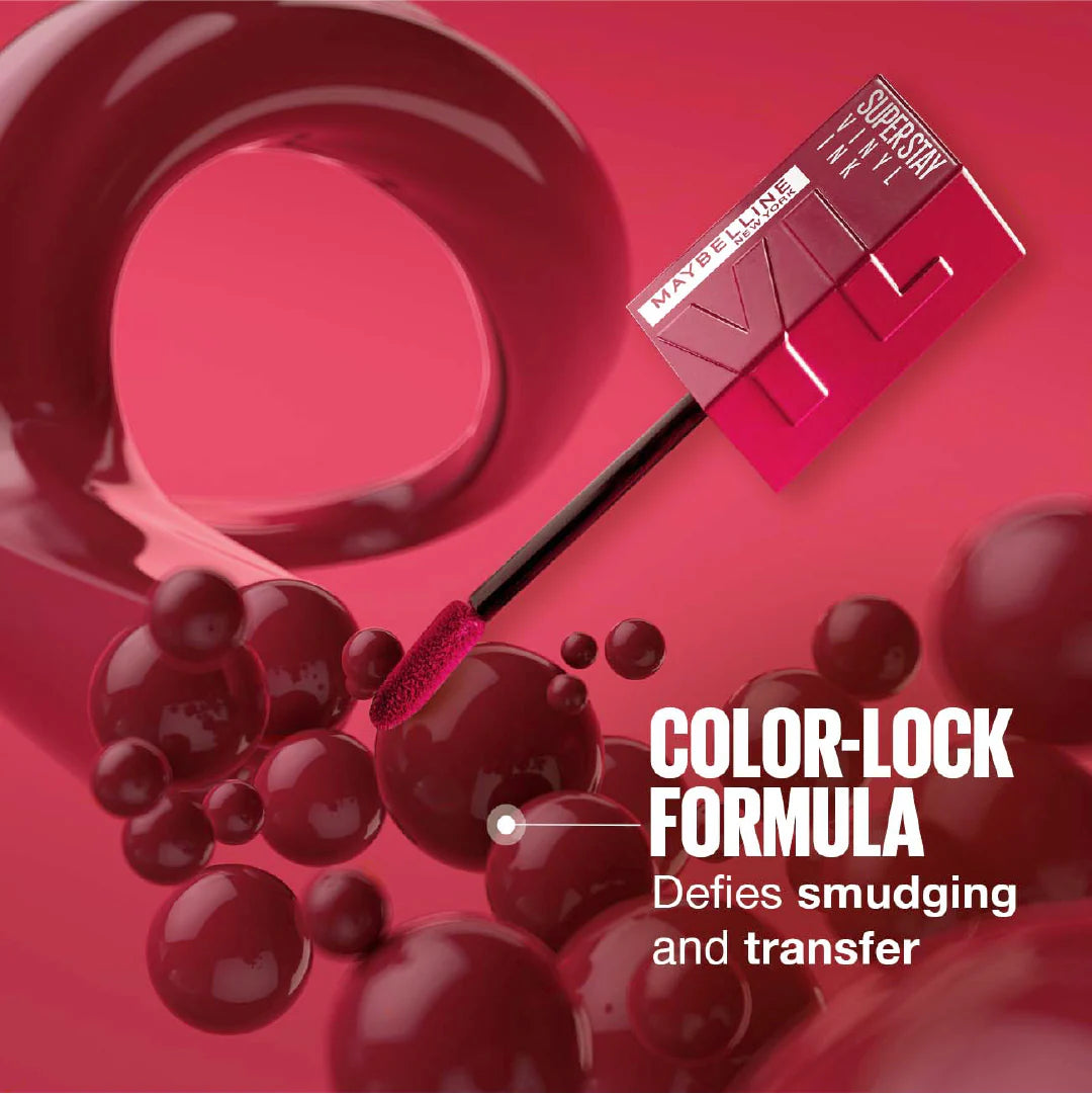 Maybelline New York Super Stay Vinyl Ink Long lasting 16 Hour Wear, No Budge, Instant Shine Lipstick