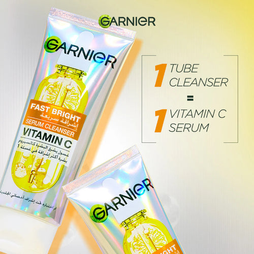 Garnier Fast Bright Serum Cleanser Dual Action Foam Cleanser, Brightens in 1 Wash