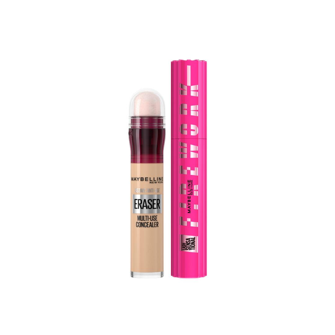 Maybelline New York LASH Sensational Firework™ + Maybelline New York Instant Age Rewind Eraser Dark circles treatment, Multi-Use Concealer