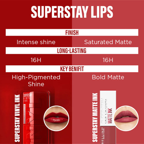 Maybelline New York Super Stay Vinyl Ink Long lasting 16 Hour Wear, No Budge, Instant Shine Lipstick