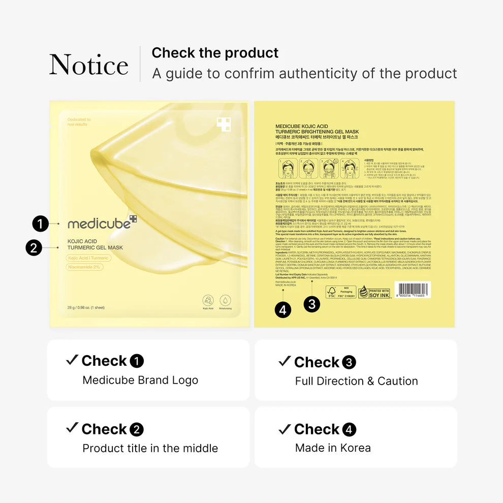 Medicube  Kojic Acid Turmeric Brightening Gold Jelly Gel Mask ( 1 sheet )