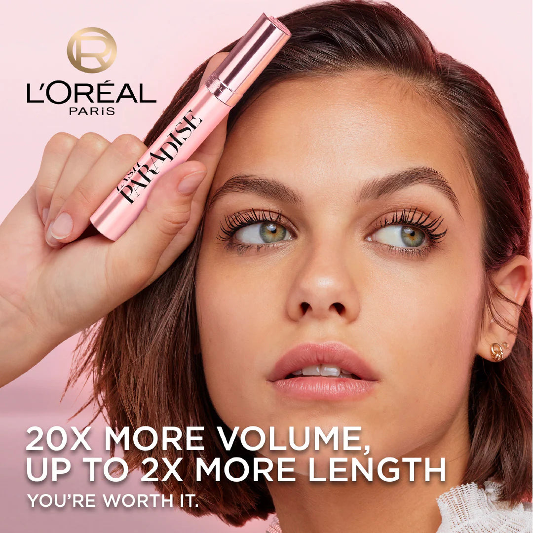 L'Oréal Paris Lash Paradise 24 Hour, Volumizing and Lengthening Black Mascara- Washable
