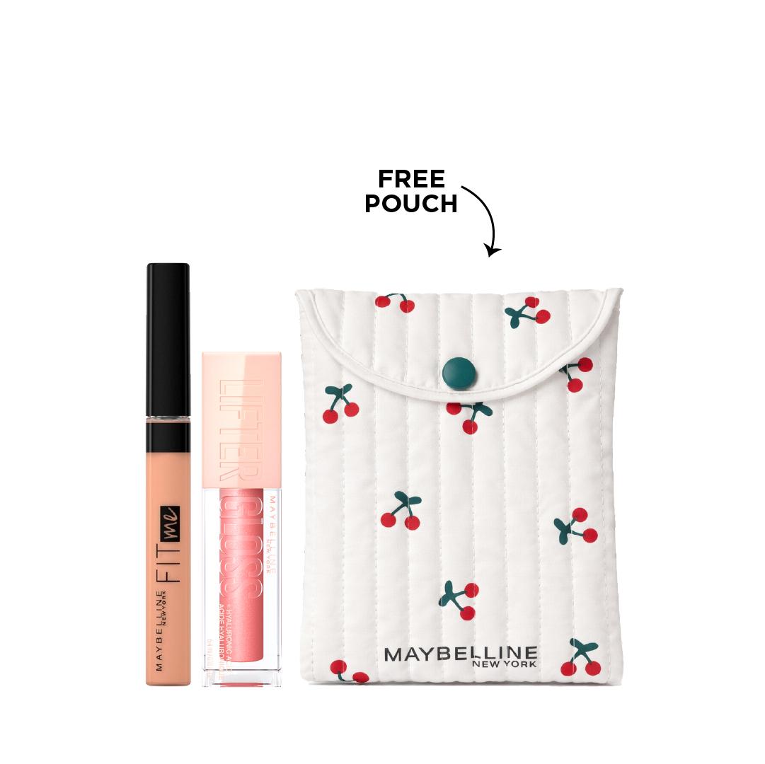 Maybelline Lifter Gloss + Maybelline New York Flawless Fit Me Concealer + Free Cherry Pouch