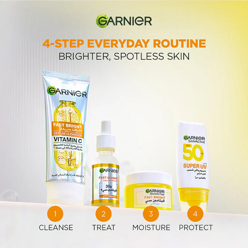 Garnier Fast Bright Serum Cleanser Dual Action Foam Cleanser, Brightens in 1 Wash