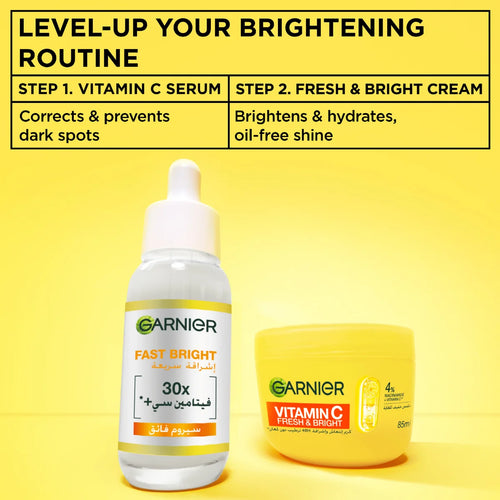 Garnier  Vitamin C* Fresh & Bright Hydrating Sorbet Cream Hydration, 48H - 4% [Vitamin C* + Niacinamide] l
