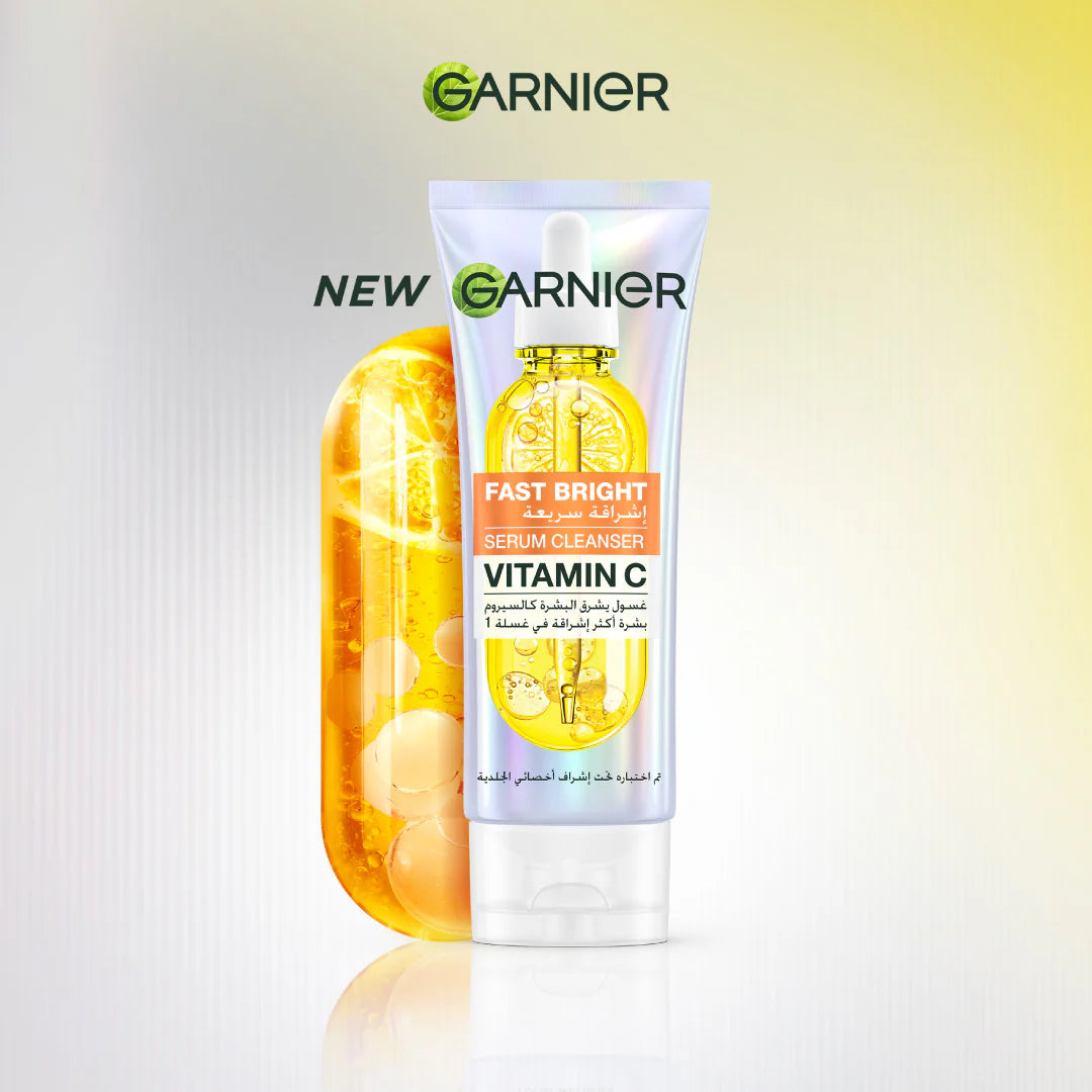 Garnier Fast Bright Serum Cleanser Dual Action Foam Cleanser, Brightens in 1 Wash