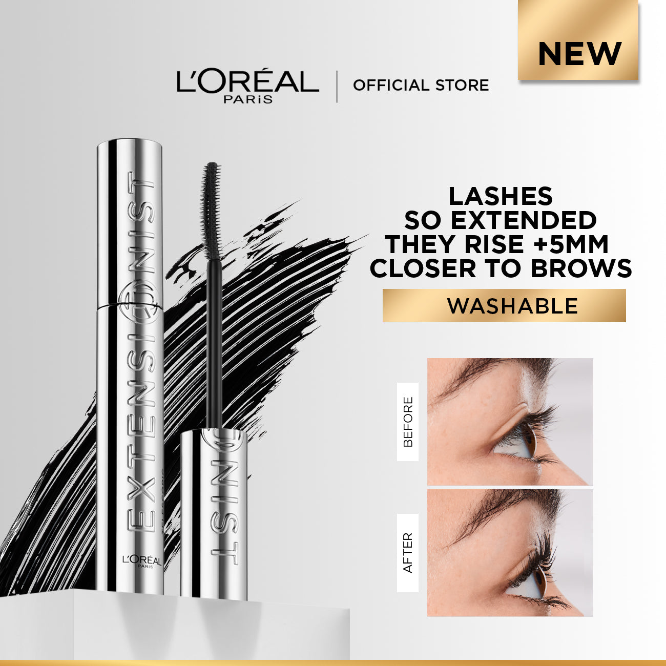 L'Oréal Paris Telescopic Extensionist Mascara for 24H
Long-Lasting Curl, Volume, and Exceptional Eyelashes