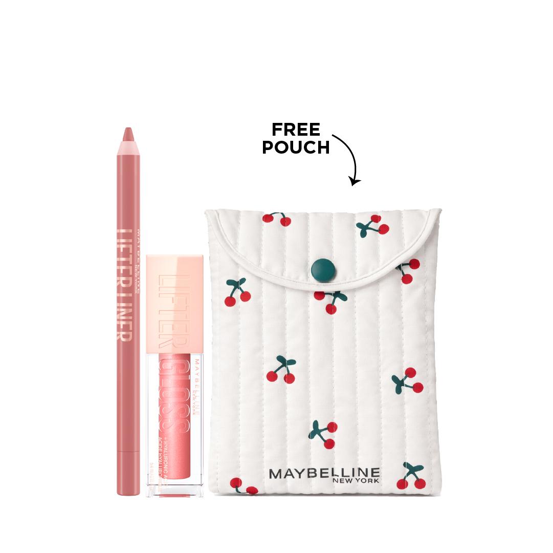Maybelline New York Lifter Gloss + Maybelline Lifter Liner Lip Liner Pencil + Free Cherry Pouch