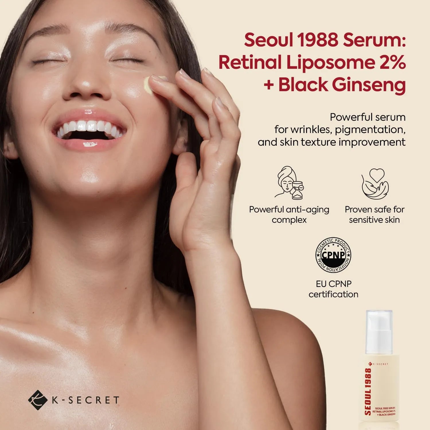 KSecret  SEOUL 1988 SERUM : RETINAL LIPOSOME 2% + BLACK GINSENG 30 ML