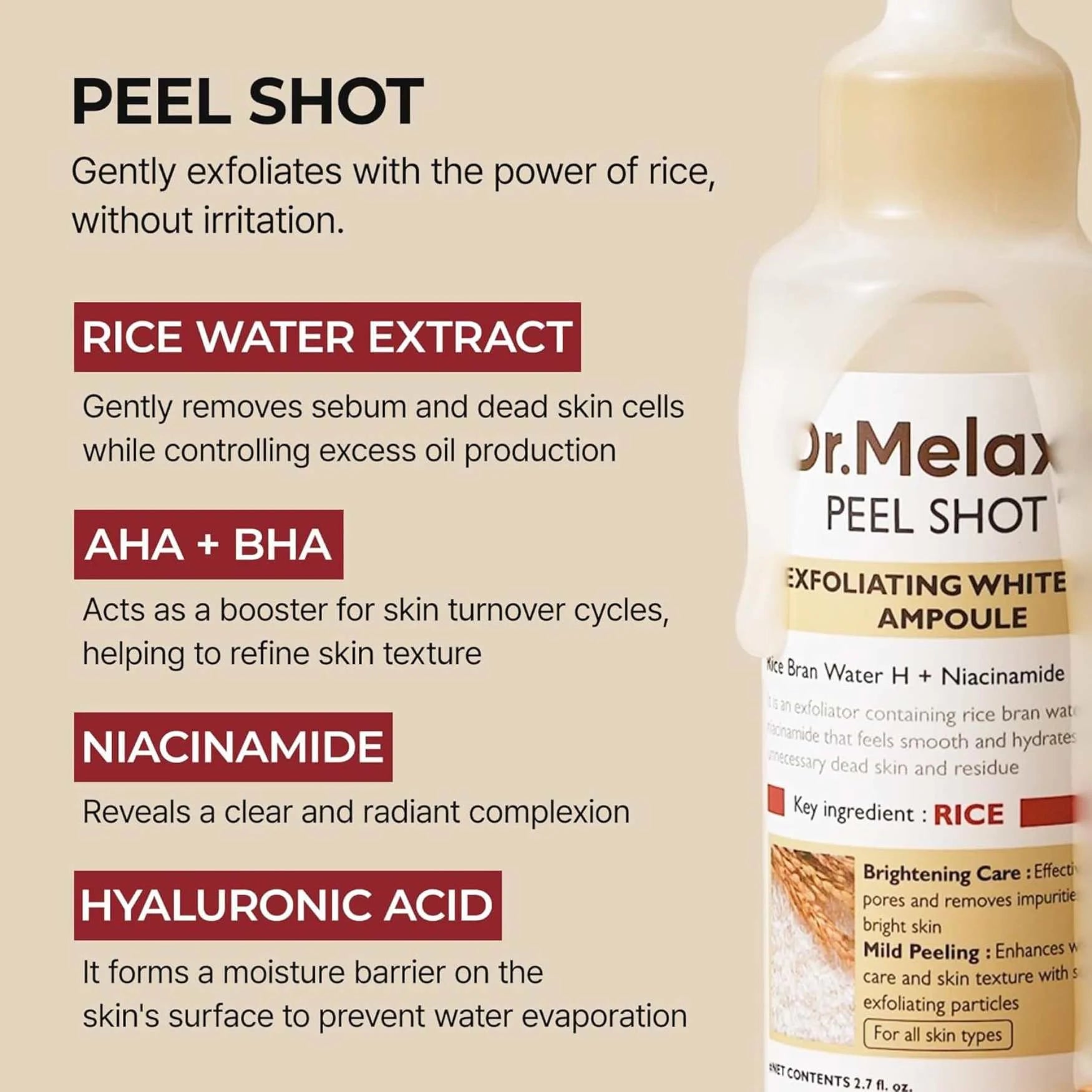 Dr.Melaxin - Peel Shot Exfoliating White Rice Ampoule