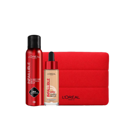 L'Oréal Paris Infallible 24H Tinted Serum foundation + L'Oréal Paris Infallible 3-Second Setting Spray Mist + Free Pouch