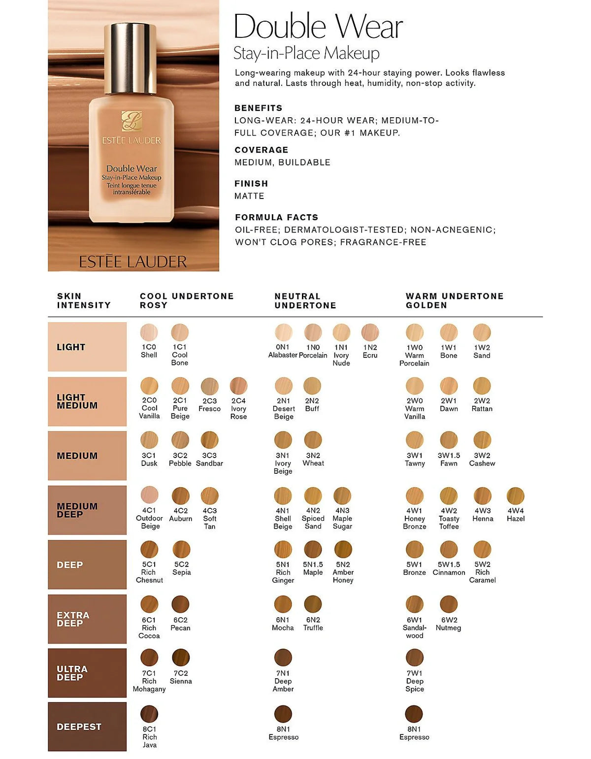 Estee Lauder Double Wear Stay-in-Place Foundation SPF 10 30ml