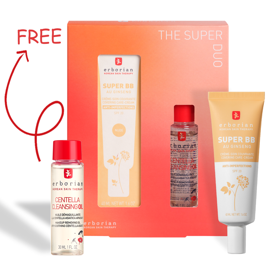 Erborian - The Super Duo - Super BB 23 Oil Kit - Super BB Nude 40ml + Centella Cleansing Oil 30ml - Nude
