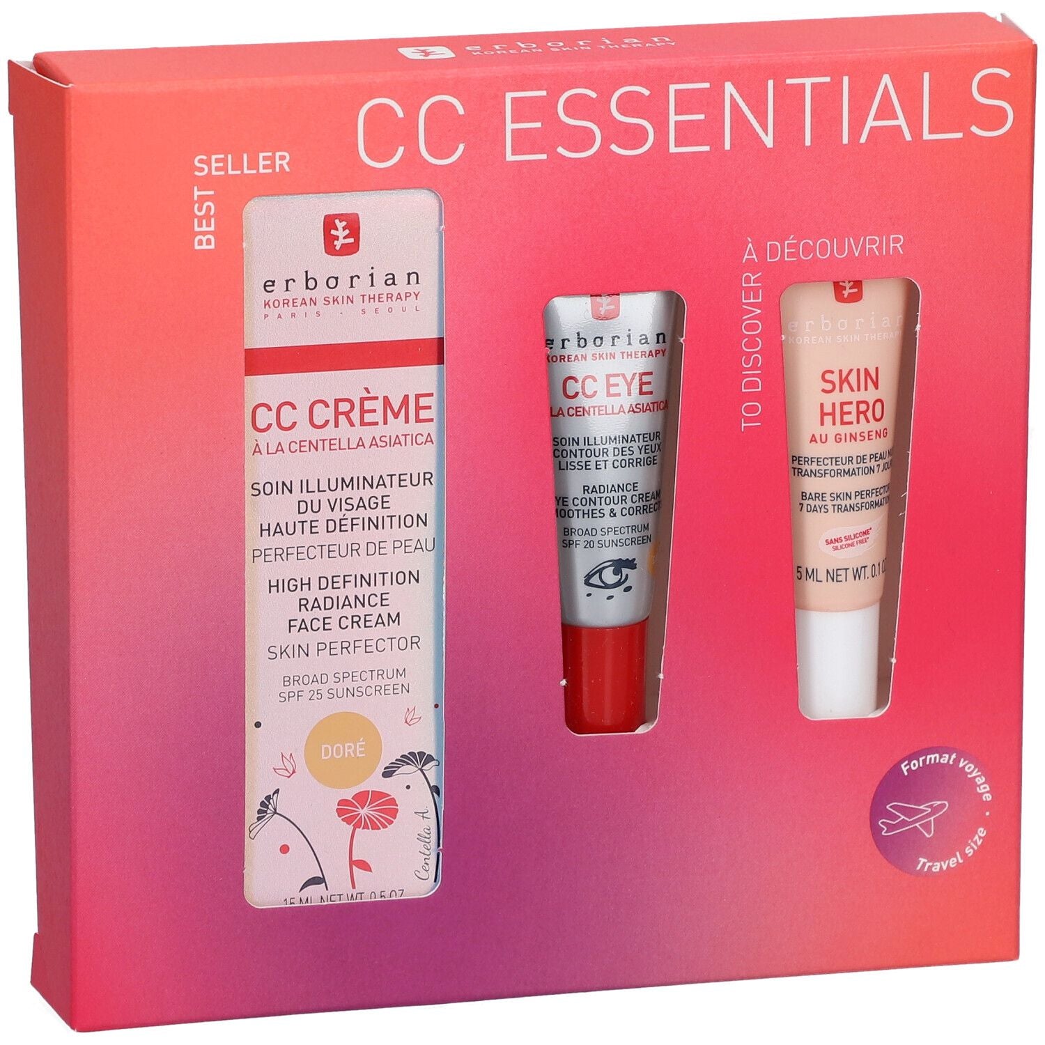 erborian CC ESSENTIALS Coffret CC Crème, CC Eye & Skin Hero Doré