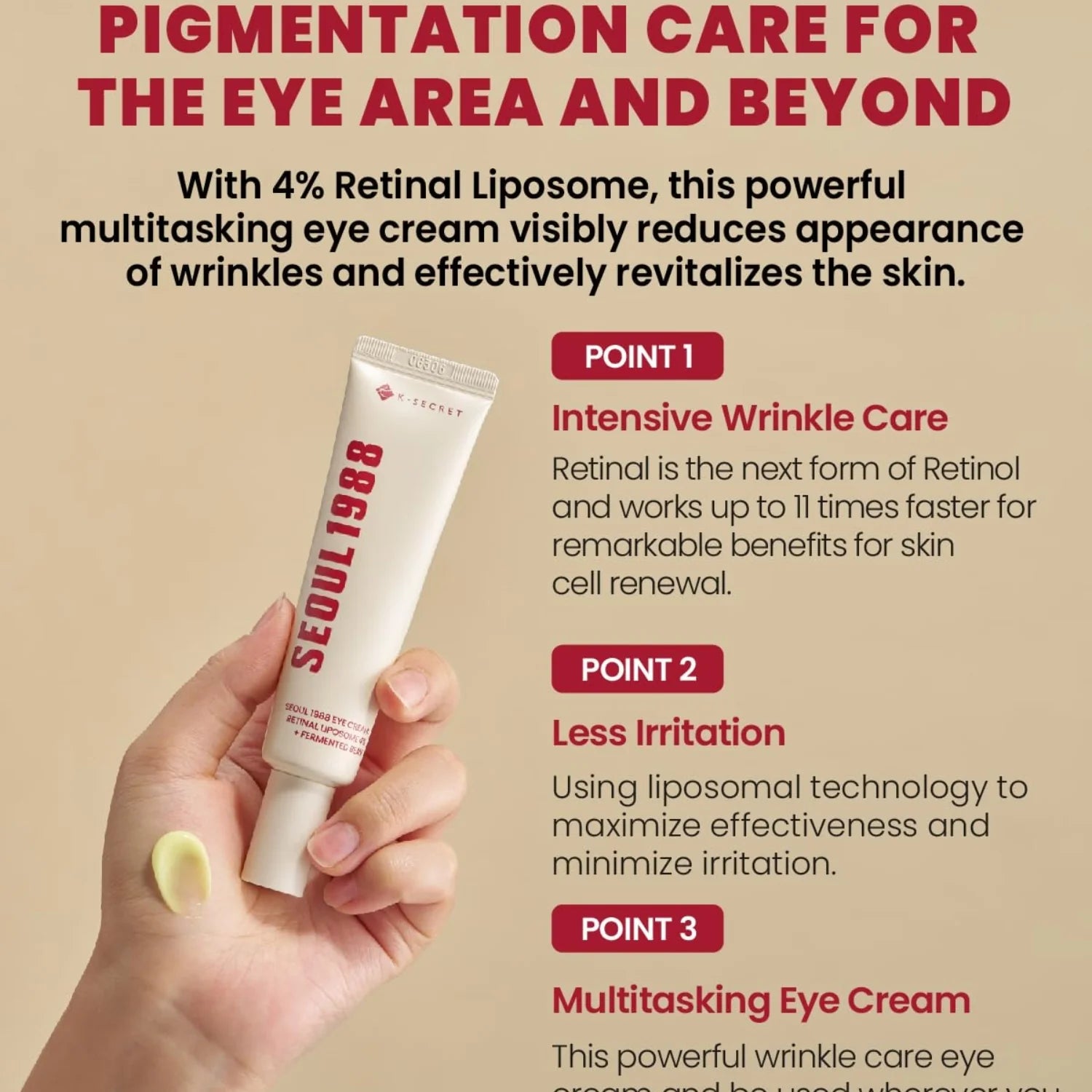 KSECRET
SEOUL 1988 Eye Cream: Retinal Liposome 4% + Fermented Bean 30ml