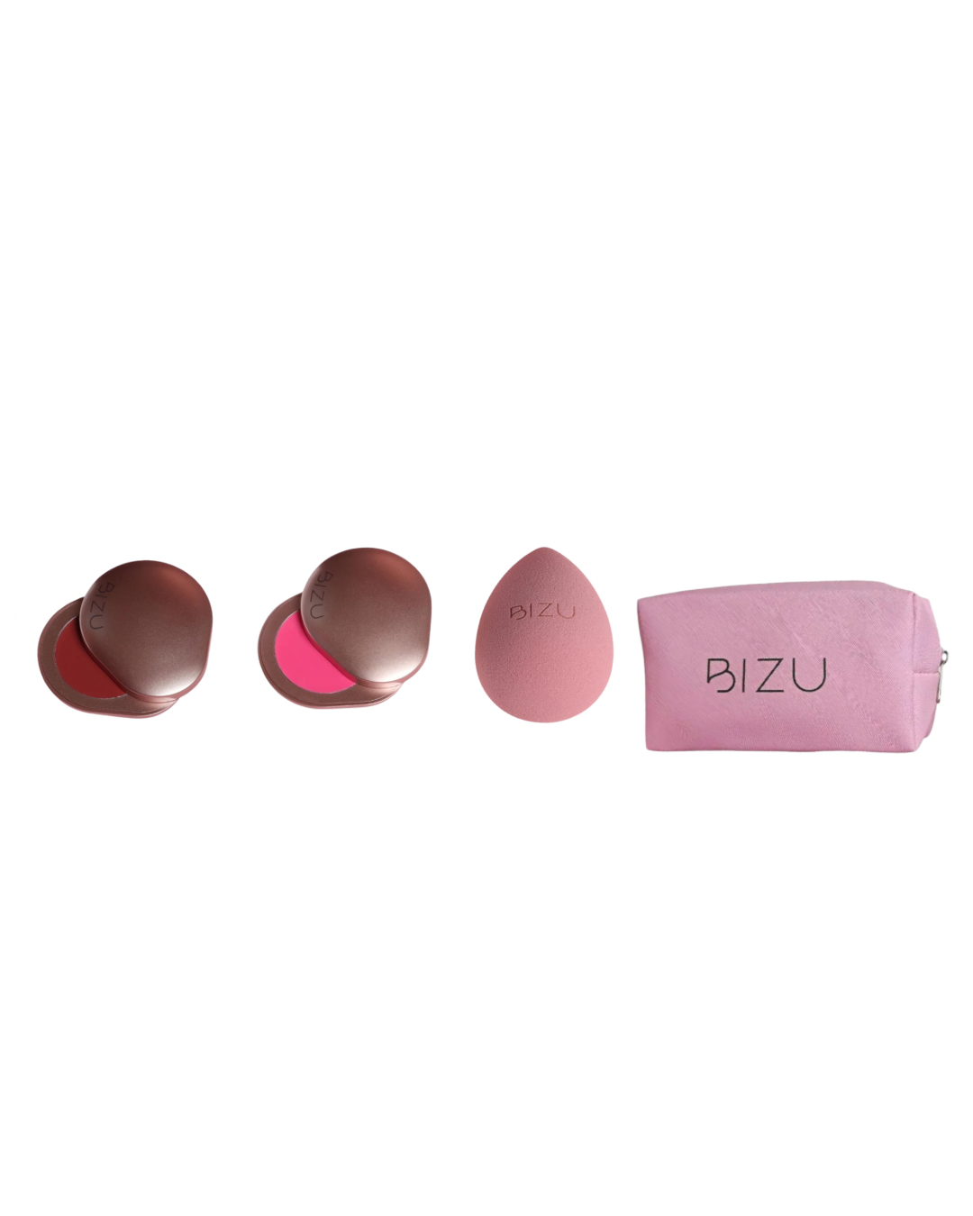 Bizu Silky Matt Blush – Petal Pink + Bizu Silky Matt Blush – Burgundy Bloom + Bizu Blender & Makeup Pouch  10%