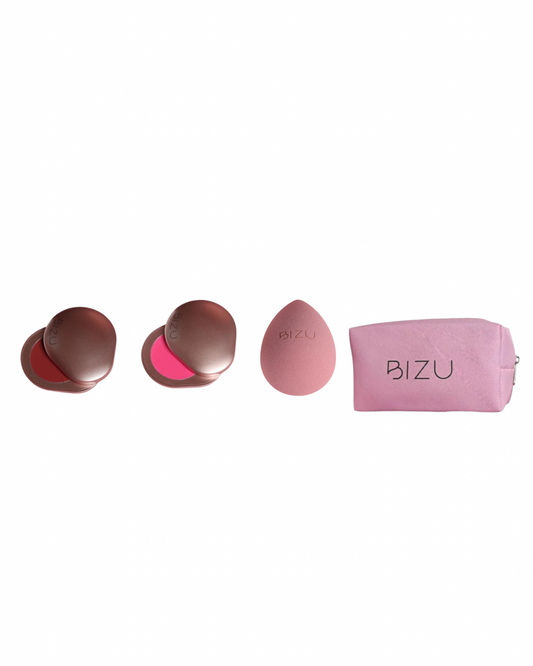 Bizu Silky Matt Blush – Petal Pink + Bizu Silky Matt Blush – Burgundy Bloom + Bizu Blender & Makeup Pouch  10%