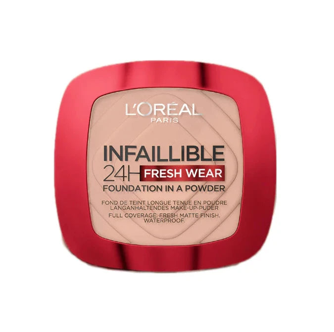 L’Oréal  Paris infallible Up to 24H Fresh Wear Foundation in a Powder- Waterproof, Heatproof, Sweatproof