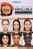 L’Oréal  Paris infallible Up to 24H Fresh Wear Foundation in a Powder- Waterproof, Heatproof, Sweatproof