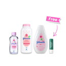 Johnson's Blossoms Cornstarch Baby Powder  +Johnson Baby Lotion 300 ML + JOHNSON BABY OIL 200ML + Free Vaseline Lip Care Mint Stick