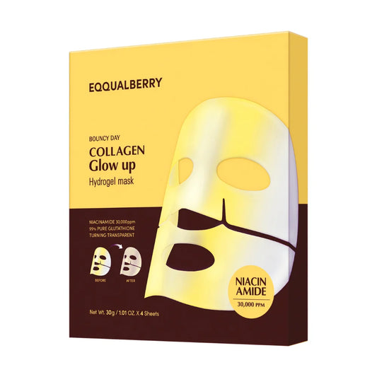 EQQUALBERRY
COLLAGEN GLOW UP HYDROGEL MASK - PACK OF 4 MASKS