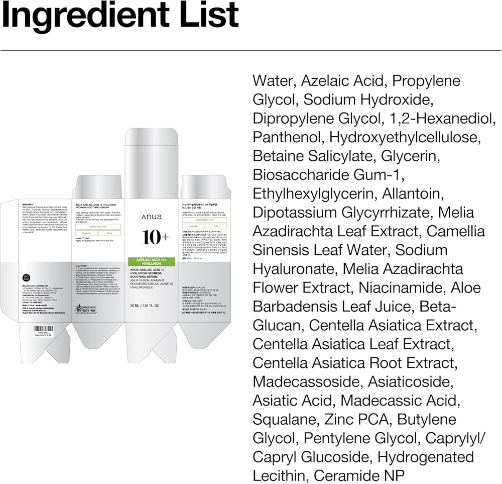 Anua Azelaic Acid 10 Hyaluron Redness Soothing Serum