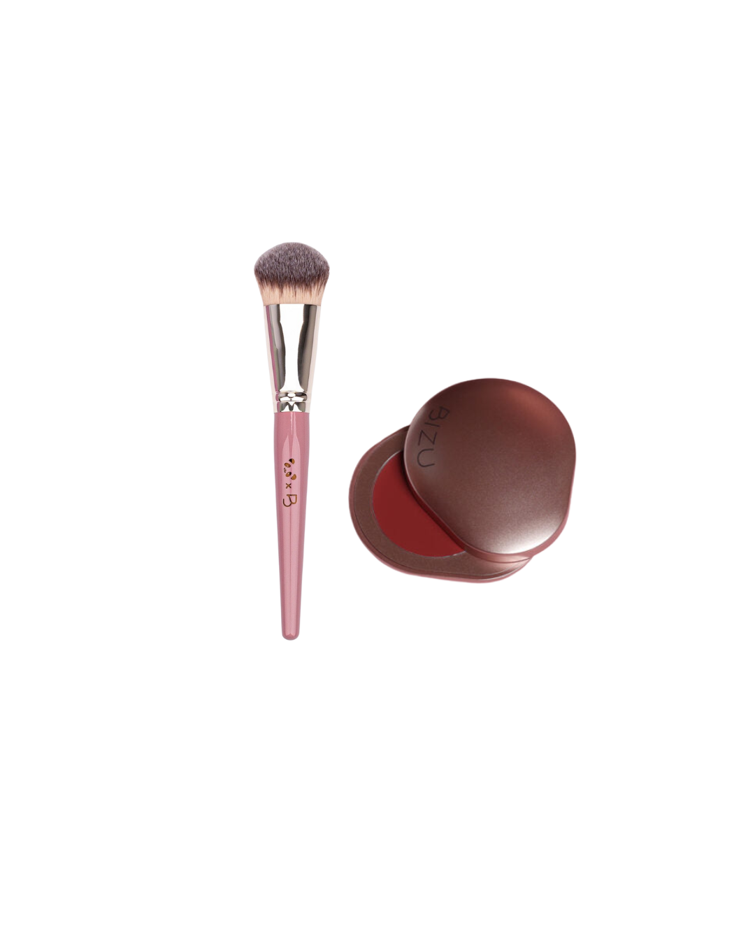 Rosy The Panda X Bizu Cheeky Finish Brush + Bizu Silky Matt Blush – Burgundy Bloom