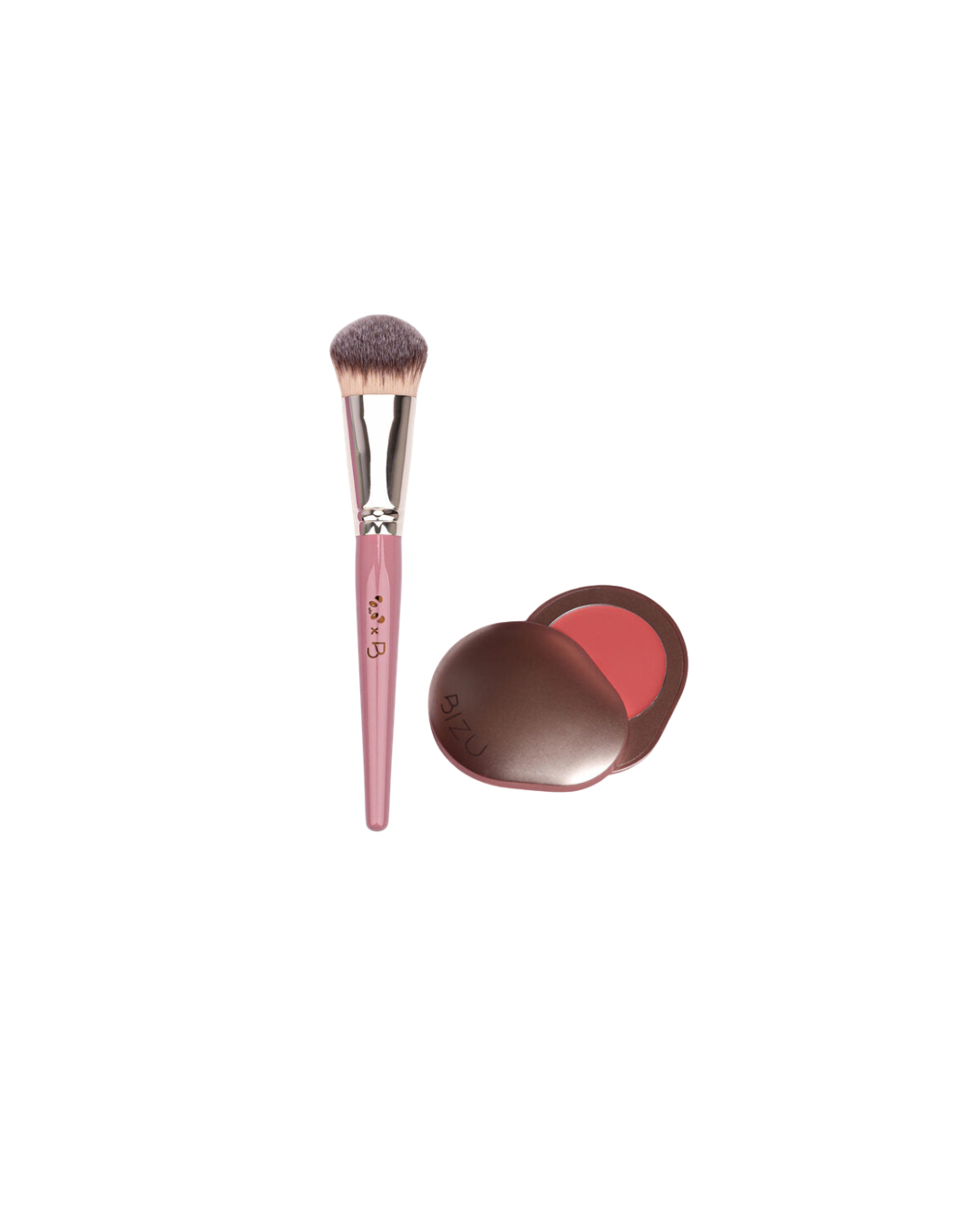 Rosy The Panda X Bizu Cheeky Finish Brush + Bizu Silky Matt Blush – Coral Crush