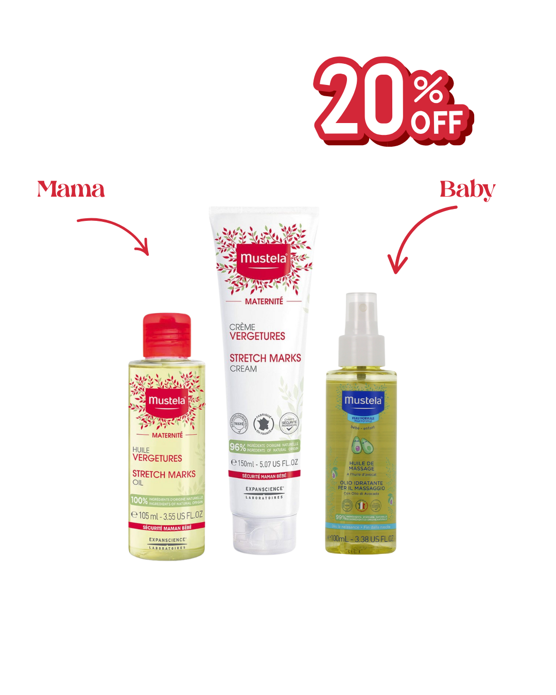 Mustela Mama and Baby bundle ( 3 items included )