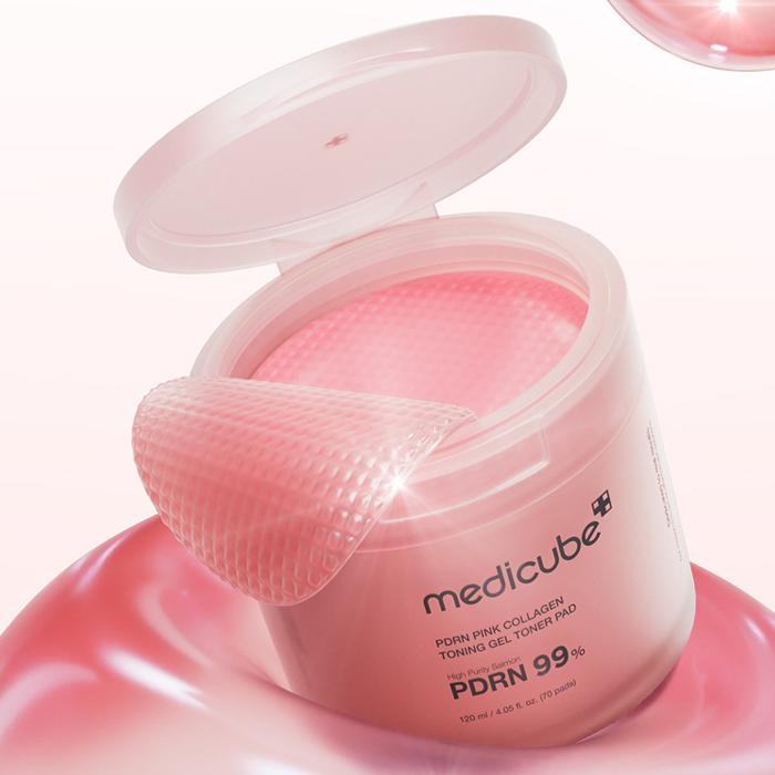 MEDICUBE PDRN Pink Collagen Toning Gel Toner Pad 70 Sheets