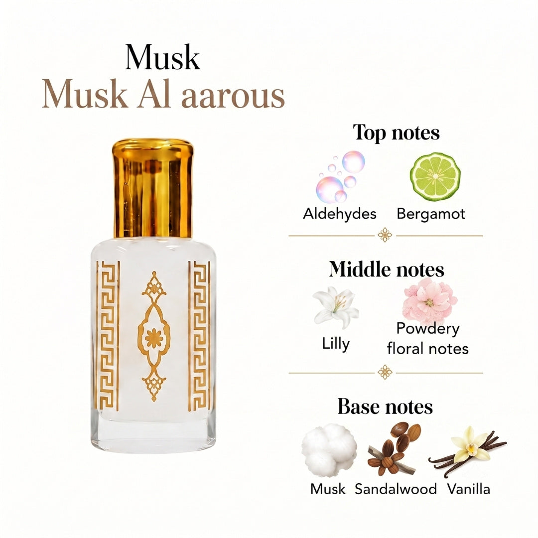 Musk Al aarous, Tahara, Oud and More 12ml